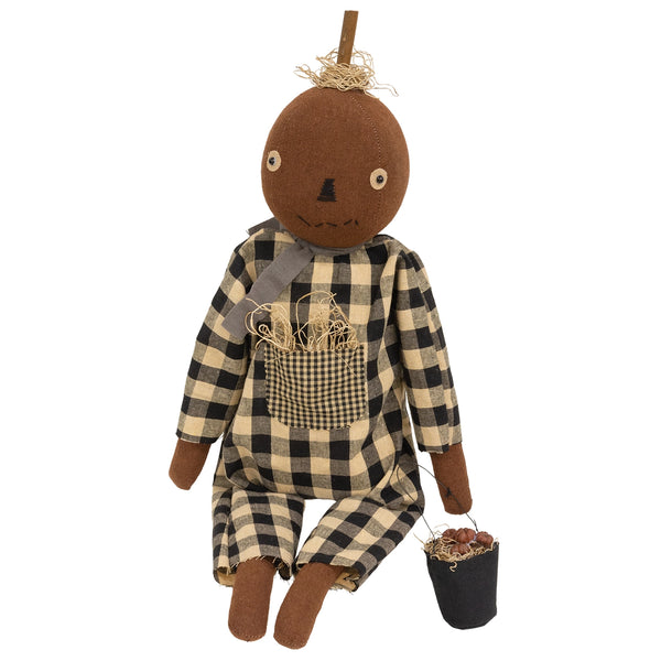 Primitive Pumpkin Doll with Apple Pail