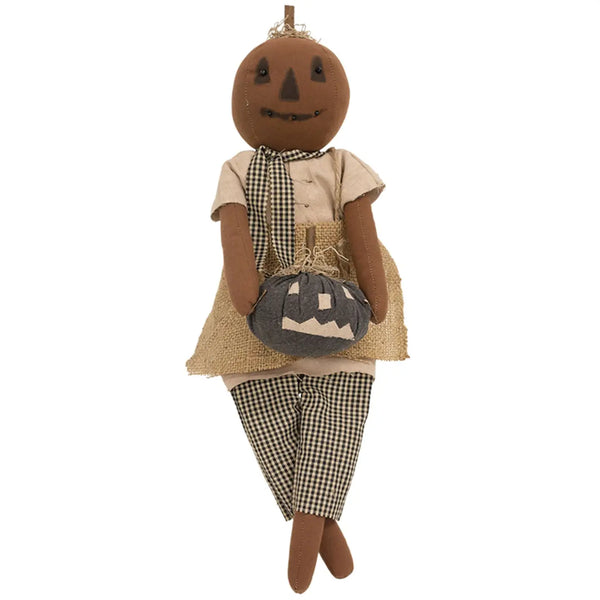 Primitive Pumpkin Doll with Jack O' Lantern
