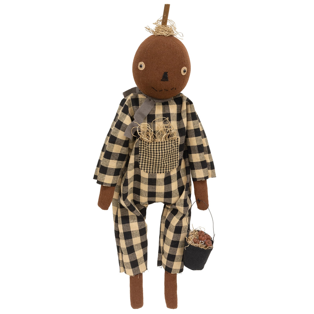 Primitive Pumpkin Doll with Apple Pail