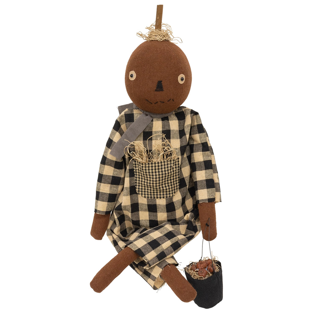 Primitive Pumpkin Doll with Apple Pail
