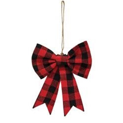 Red and Black Buffalo Check Bow Clip Ornament