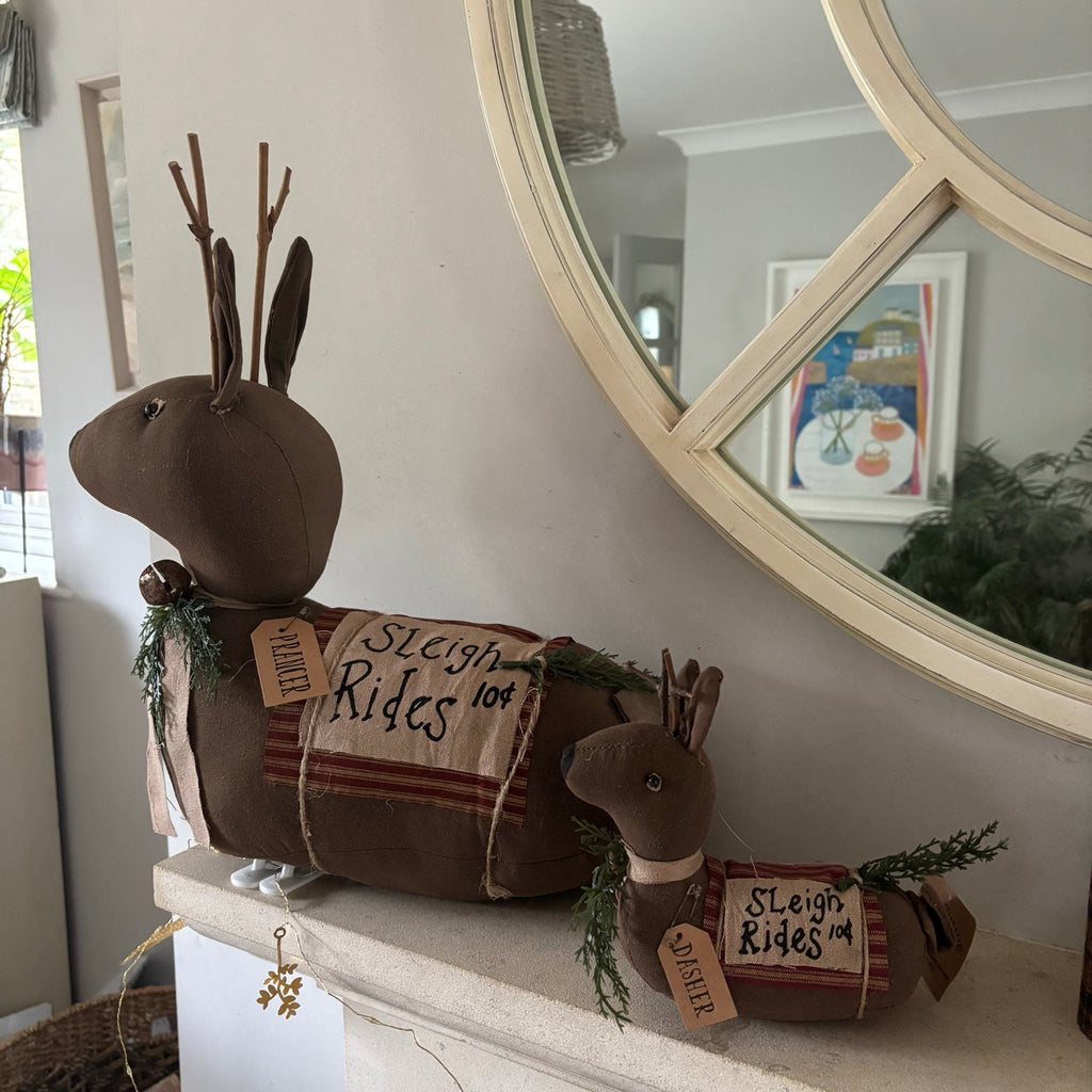 Primitive Sleigh Rides Dasher Reindeer Sitter