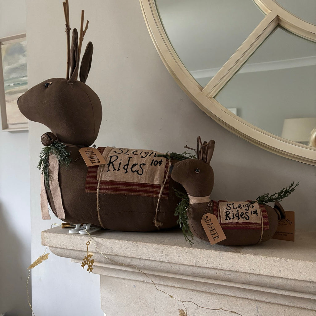 Primitive Sleigh Rides Dasher Reindeer Sitter