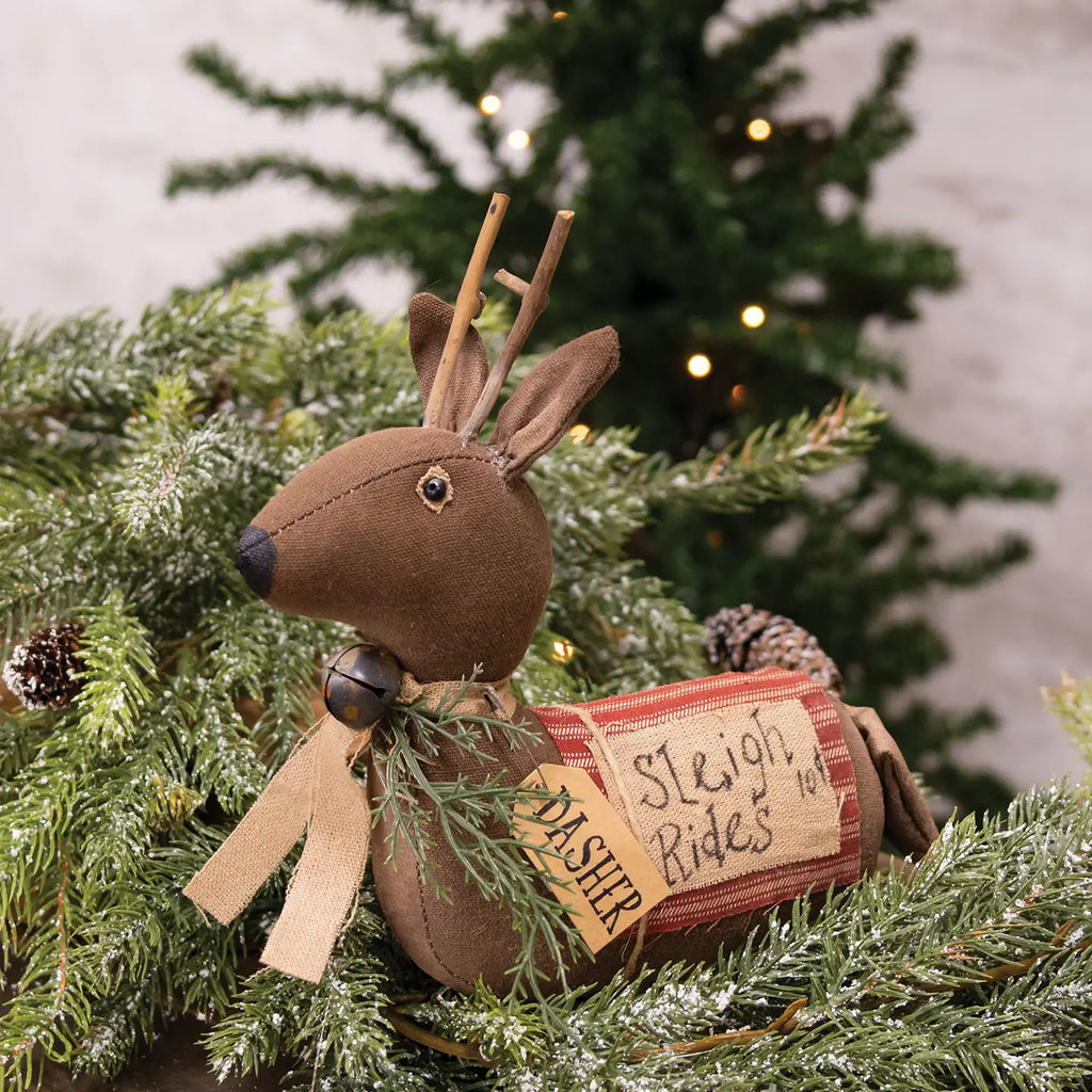 Primitive Sleigh Rides Dasher Reindeer Sitter