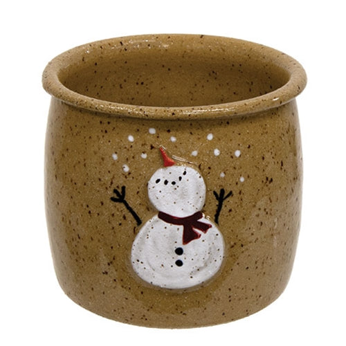 Ceramic Glazed Snowman Mini Crock