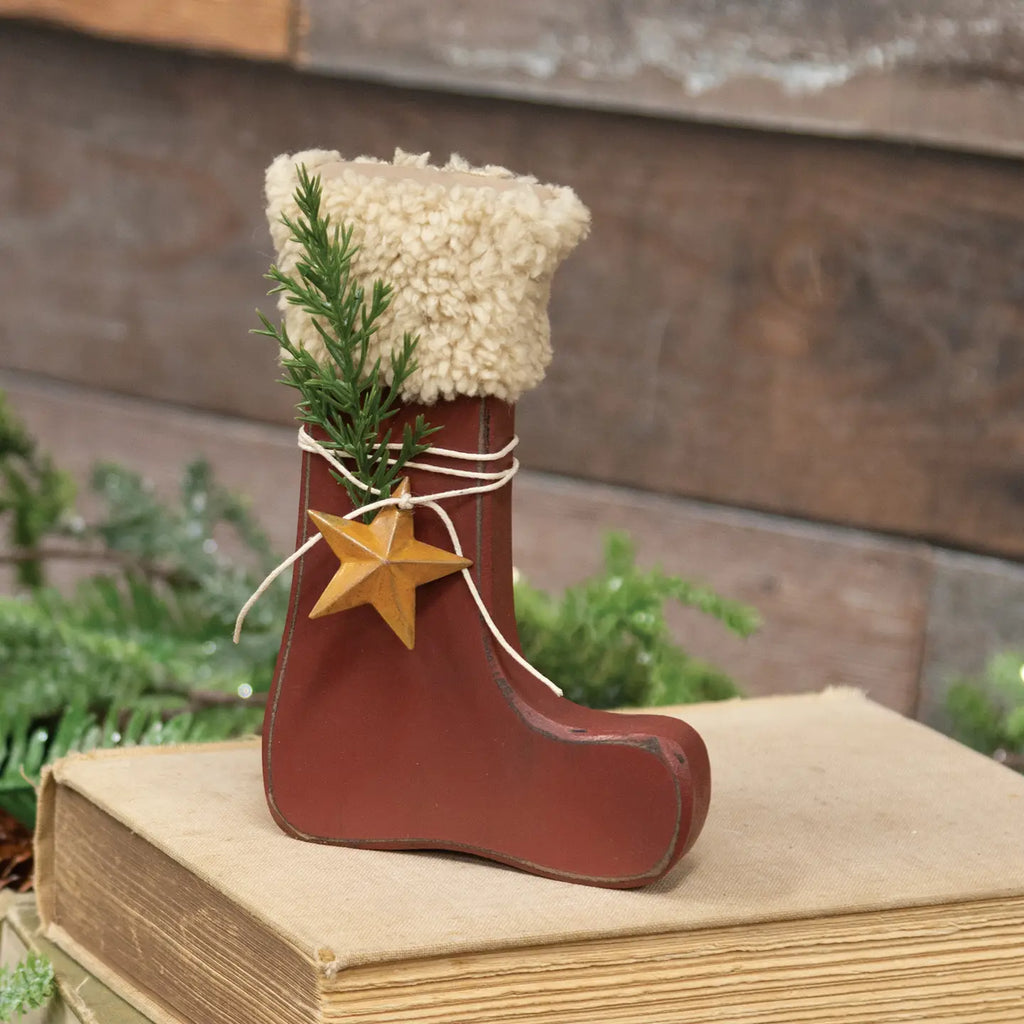 Primitive Stocking Sitter with Rusty Star