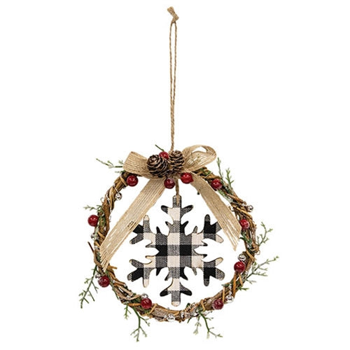 Mini Wreath with Buffalo Check Snowflake