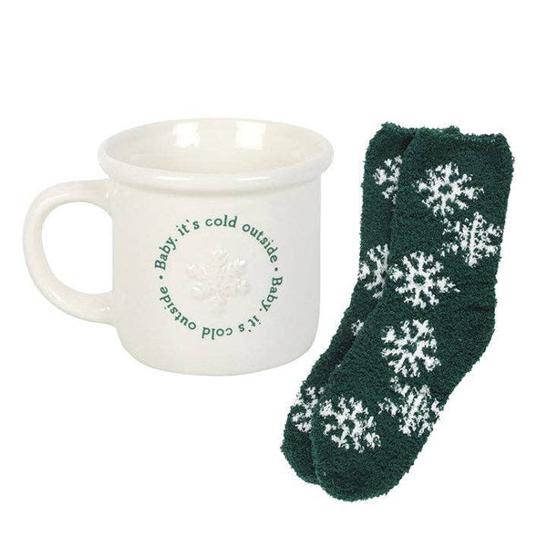 Baby It's Cold Outside Winter Mug and Socks Set