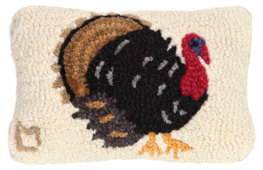 Perky Turkey Hooked Wool Cushion