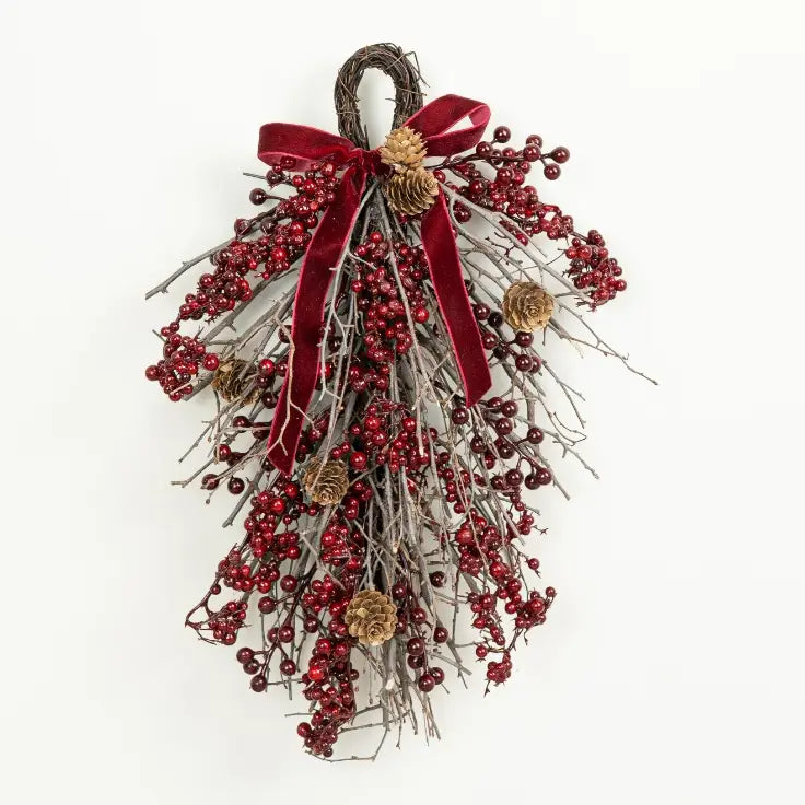 Red Berries and Twigs Festive Door Hanger