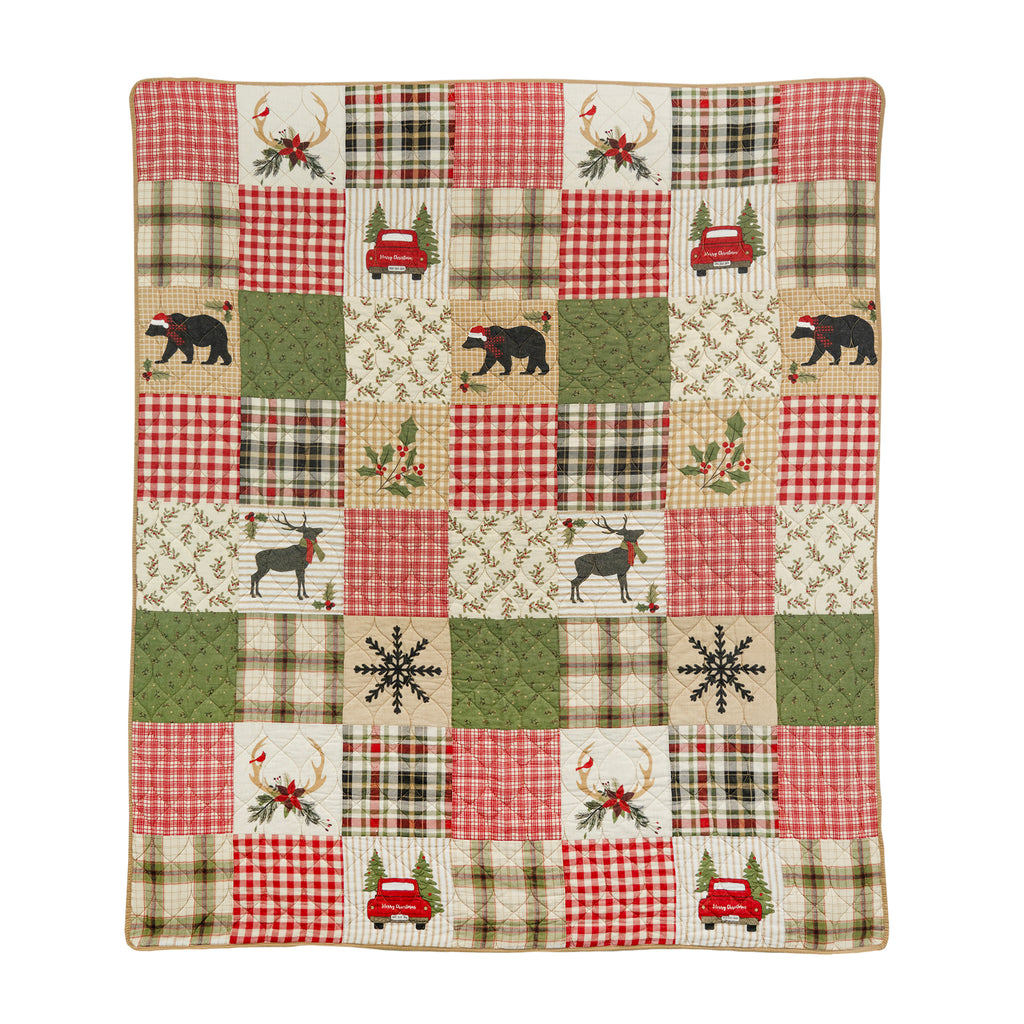 Holly Forest Cotton Throw Quilt