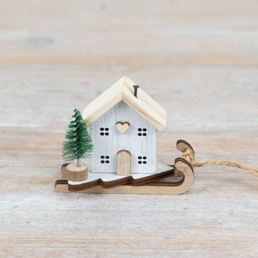 Alpine House on Sleigh Ornament