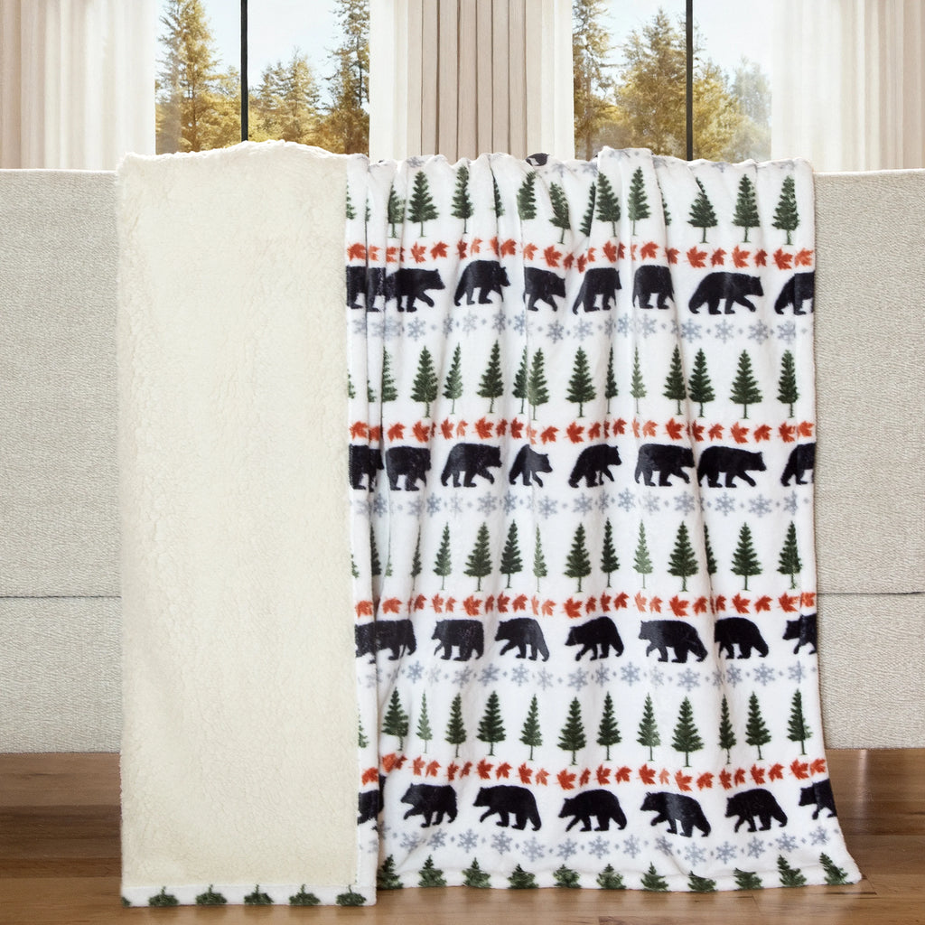 Evergreen Bears Plush Throw