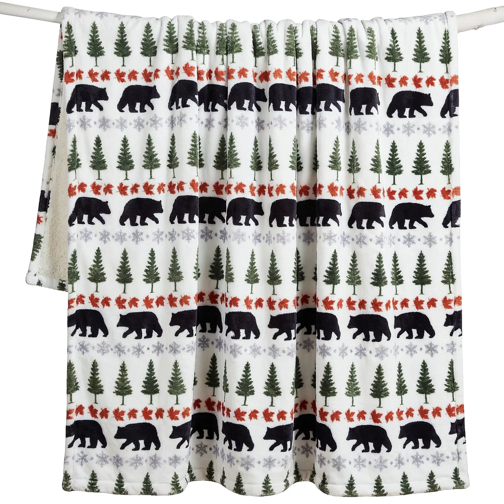 Evergreen Bears Plush Throw