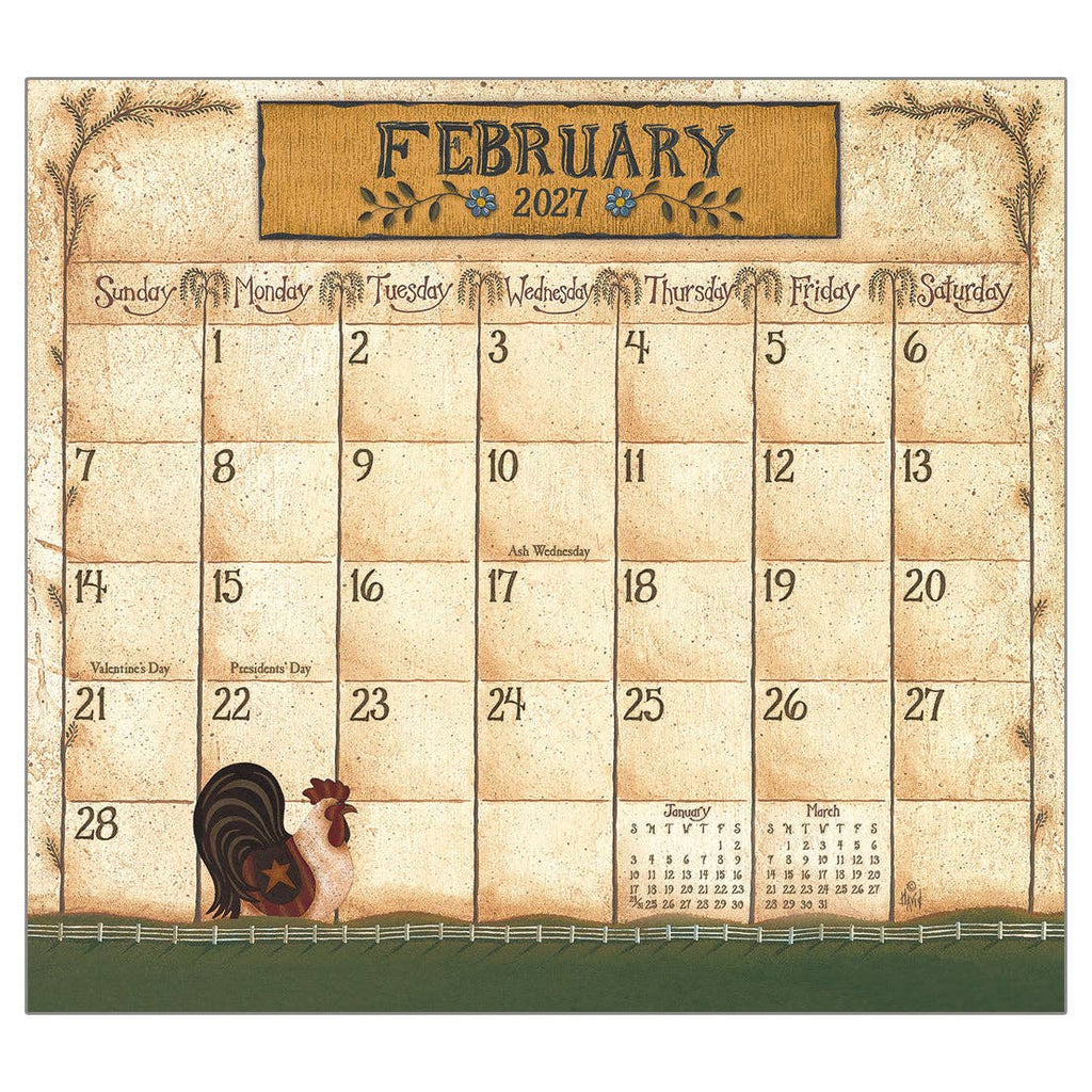 Folk Art by David 2027 Magnetic Calendar Pad