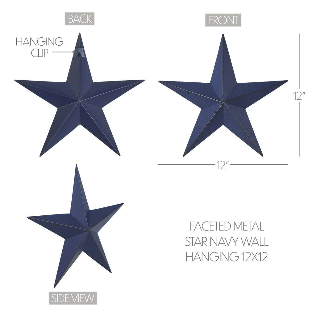 Faceted Navy 12" Barn Star - Olde Glory