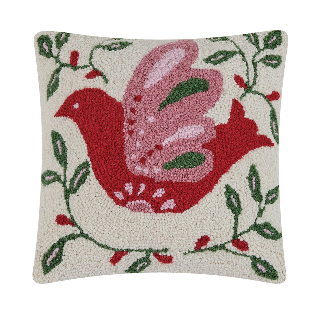 Festive Folk Dove Hooked Cushion - Olde Glory