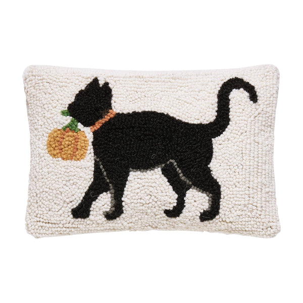 Cat With Pumpkin Hooked Cushion