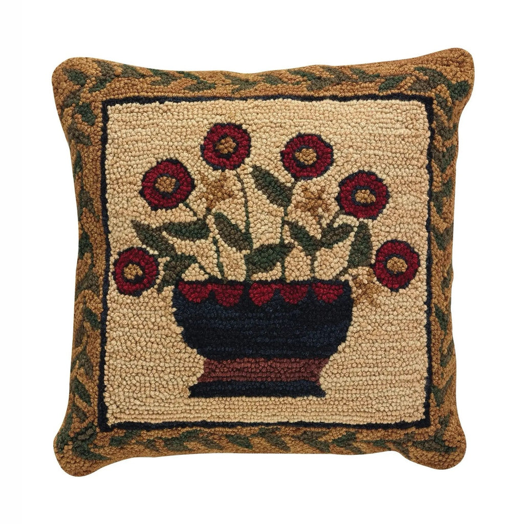 Flowers Basket Hooked Cushion