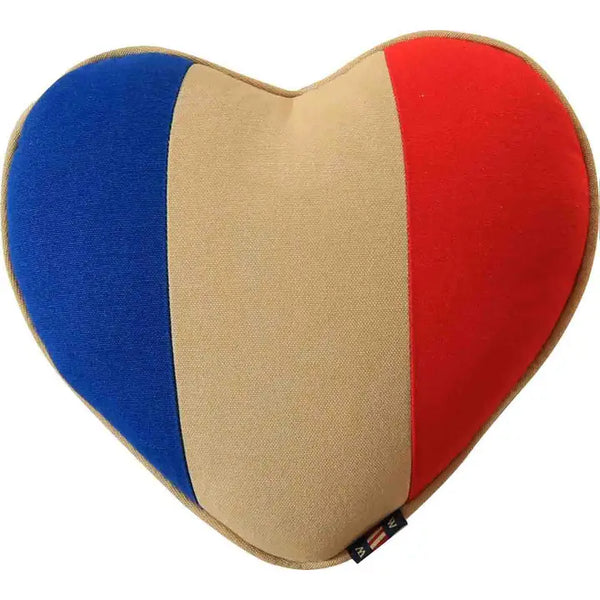 Vintage Style French Flag Heart Cushion