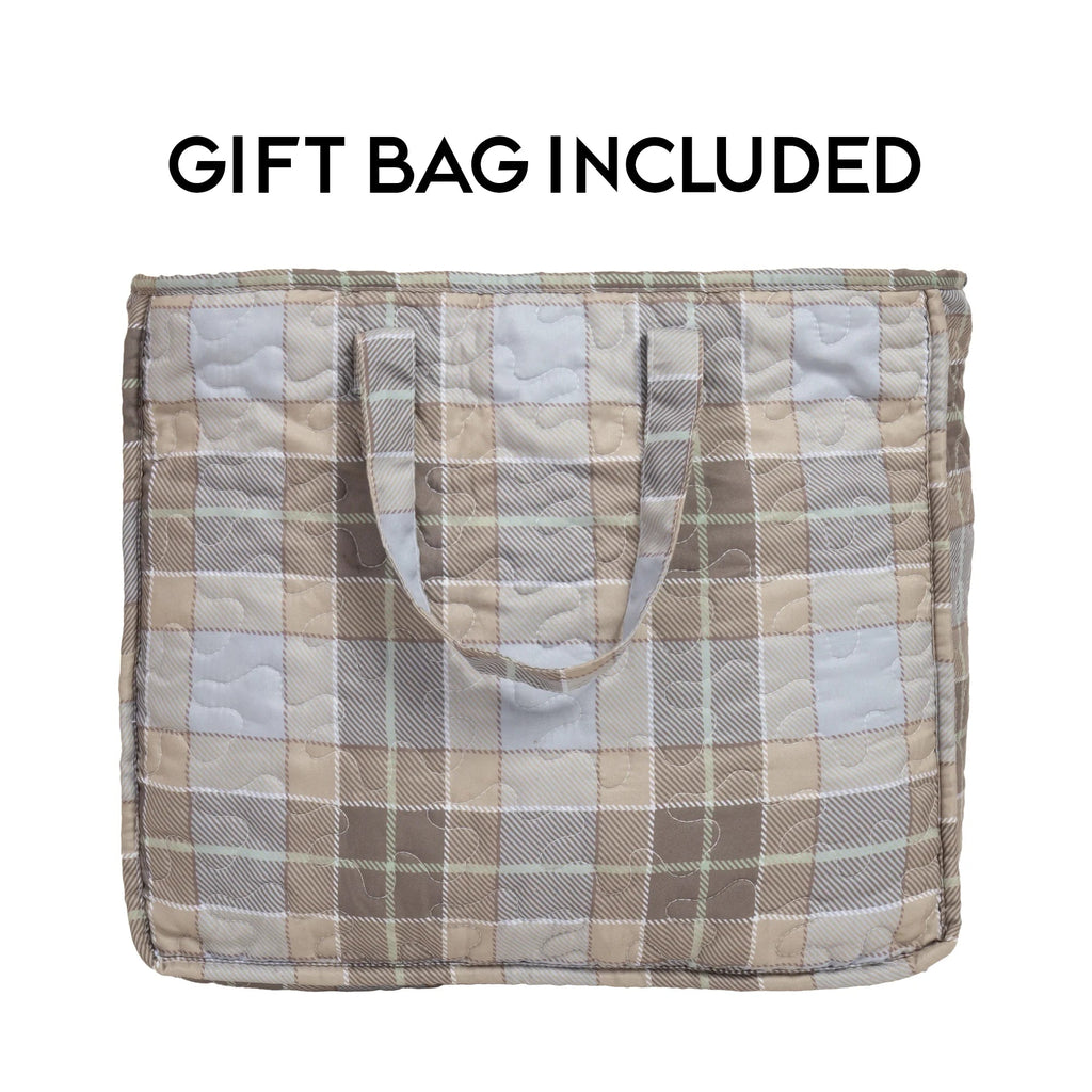 plaid storage bag for quilt set