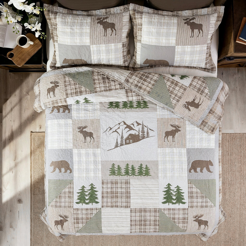 Glacier Patchwork Quilt Set