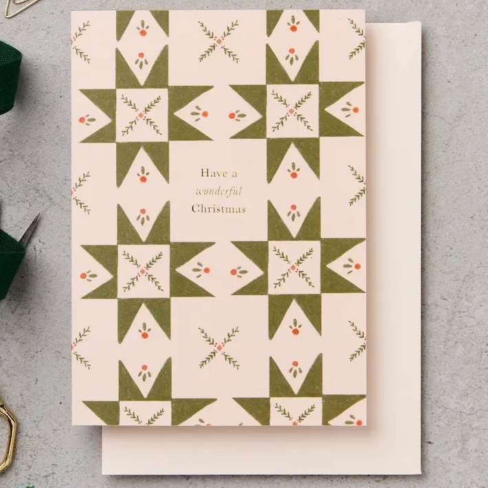 Have A Wonderful Christmas Quilt Green Card