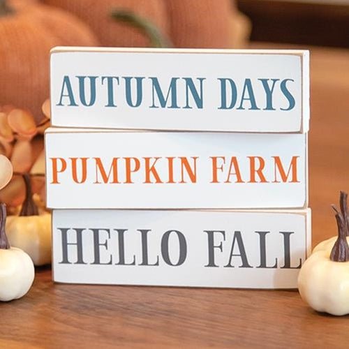 Hello Fall Skinny Block Set | New England Style Autumn Decorations UK ...