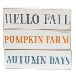 Hello Fall Skinny Block Set | New England Style Autumn Decorations UK ...