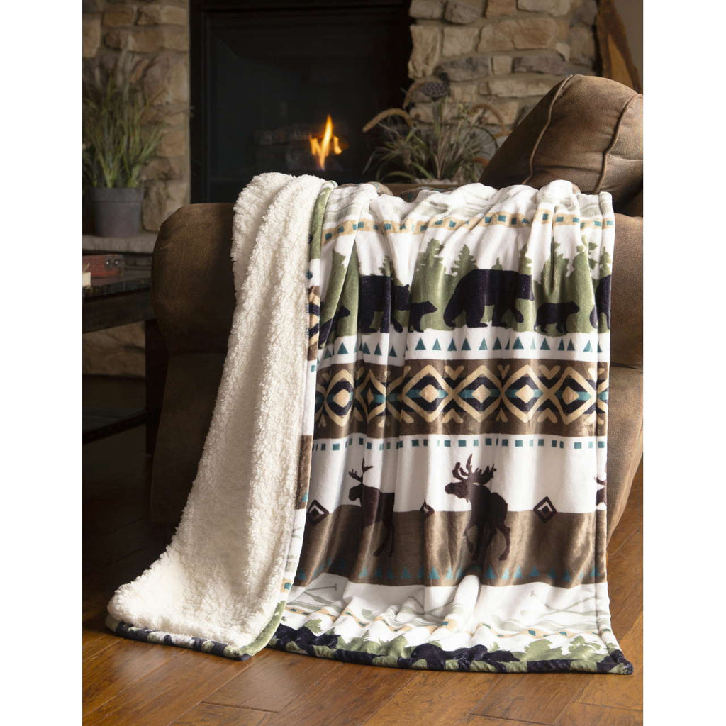 Hidden Lake Plush Sherpa Throw - Olde Glory