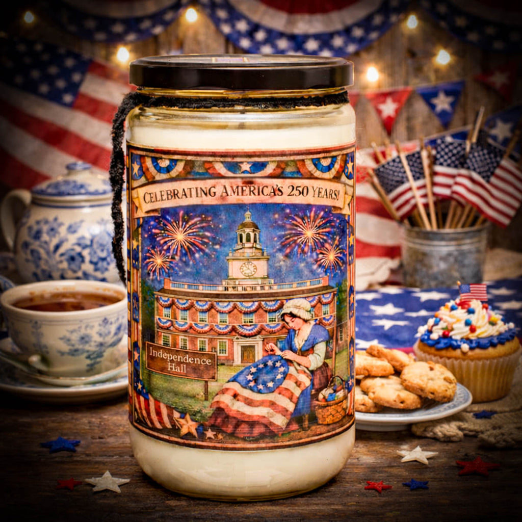 Betsy Ross XXL 28oz Independence Hall Soy Mason Jar Candle