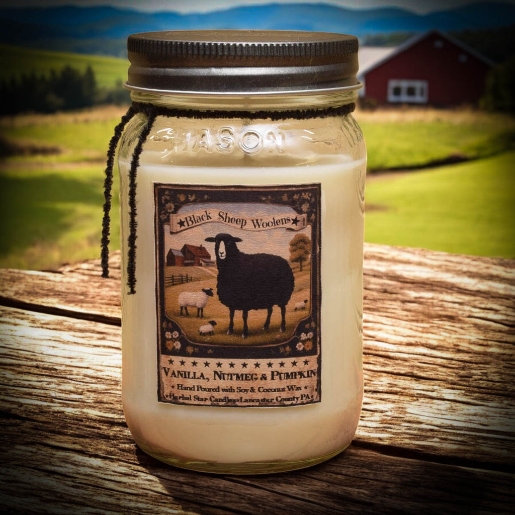 Sheep Soy Mason Jar Candle with Vanilla Nutmeg Pumpkin