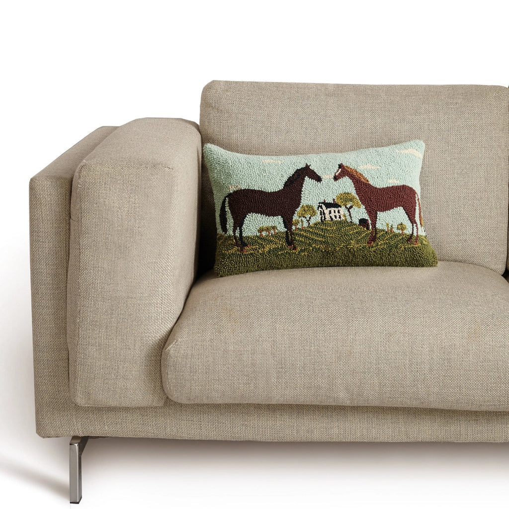 Warren Kimble Folk Horses Hooked Cushion