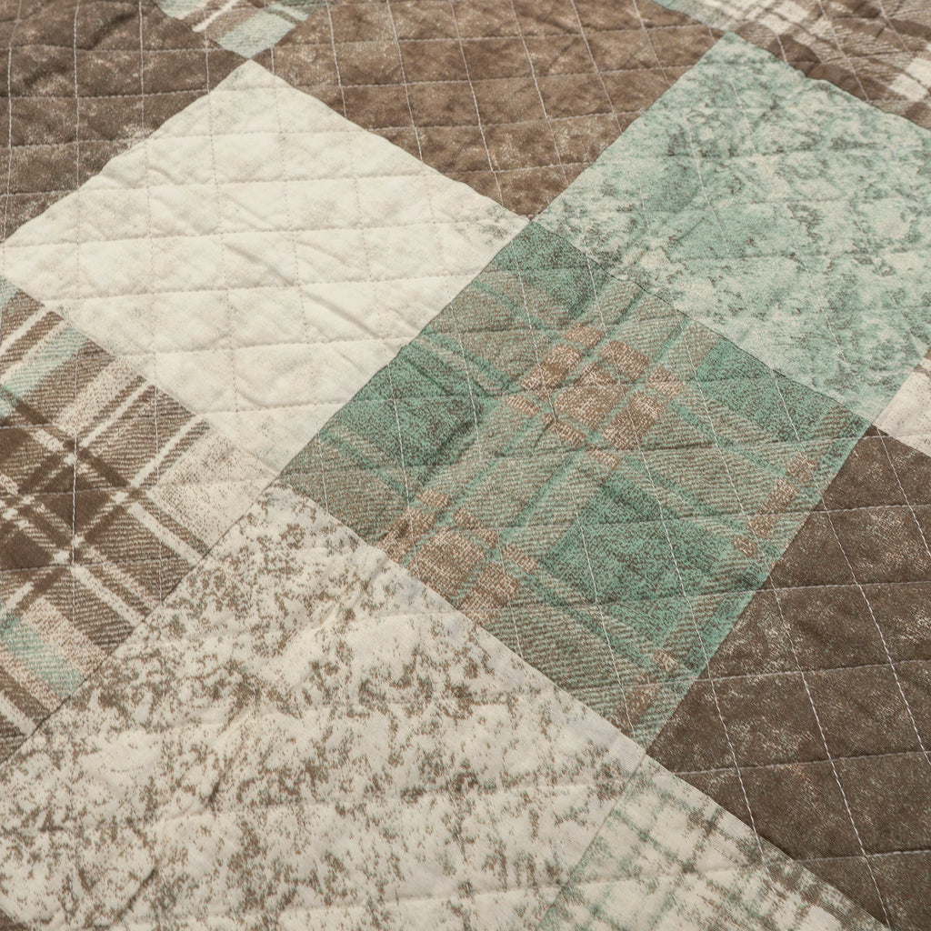 Mint Patchwork Trees Reversible Cotton Throw Quilt