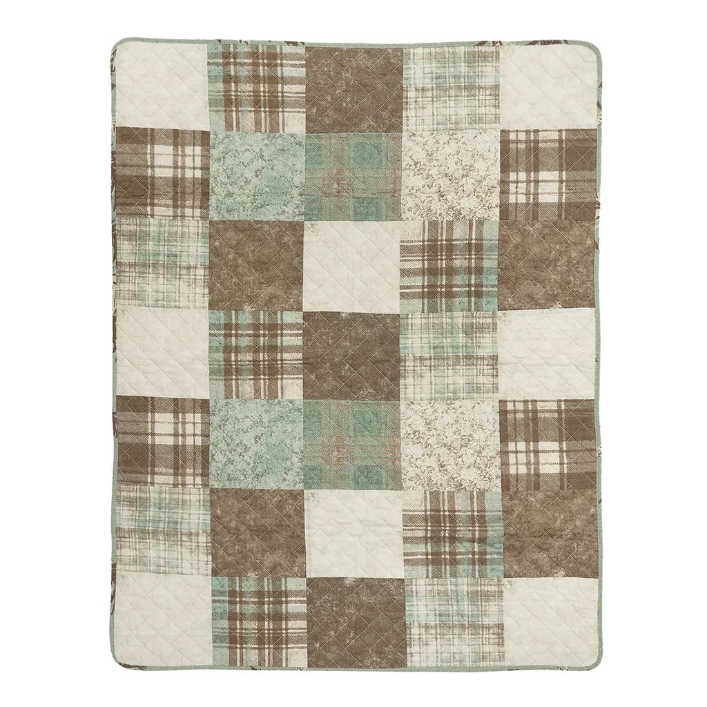 Mint Patchwork Trees Reversible Cotton Throw Quilt