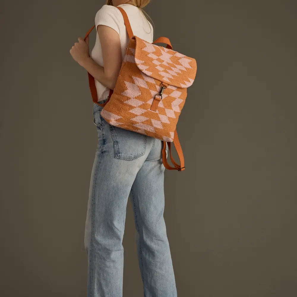 Orange & Light Pink Aztec Backpack