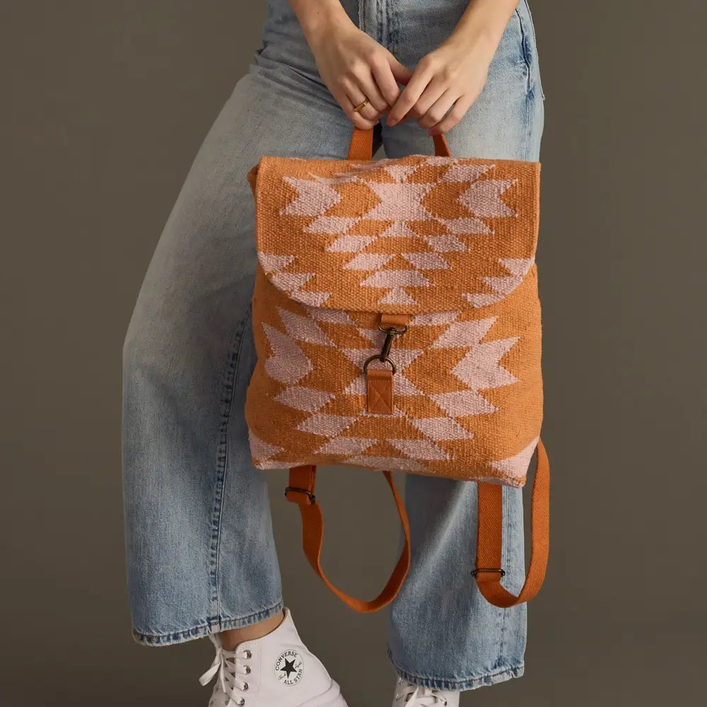 Orange & Light Pink Aztec Backpack
