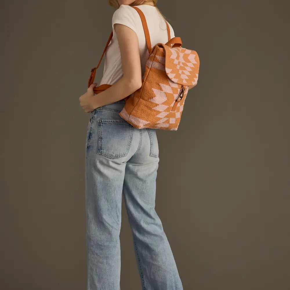 Orange & Light Pink Aztec Backpack