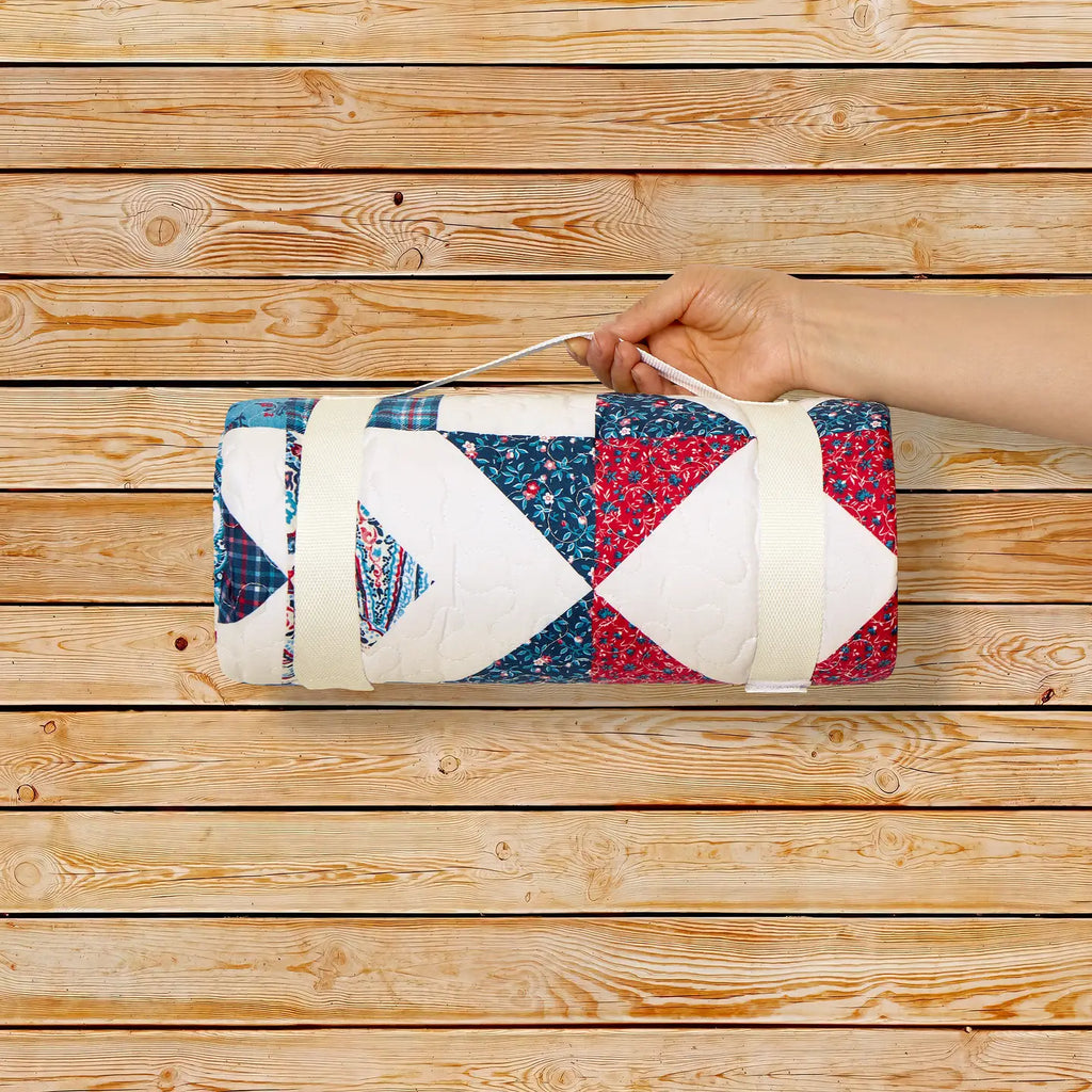 Red White and Blue Lightweight Star Throw Quilt