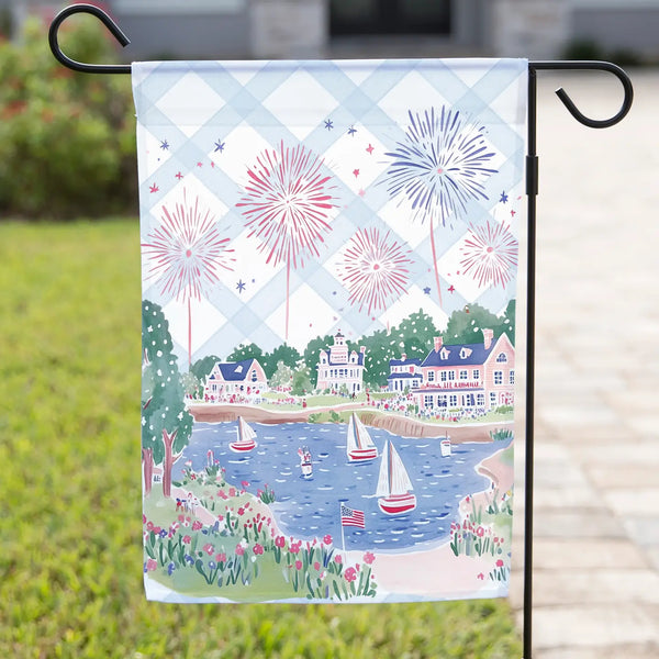 Coastal Fireworks Watercolour Garden Flag