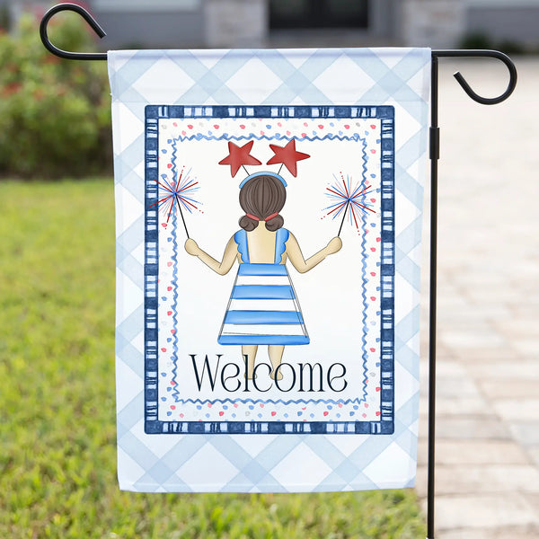 Sparklers Girl Garden Flag