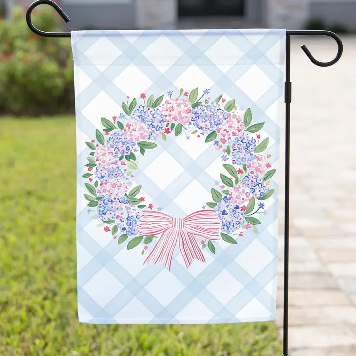 Red White and Blue Wreath Garden Flag