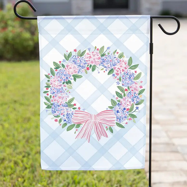 Red White and Blue Wreath Garden Flag