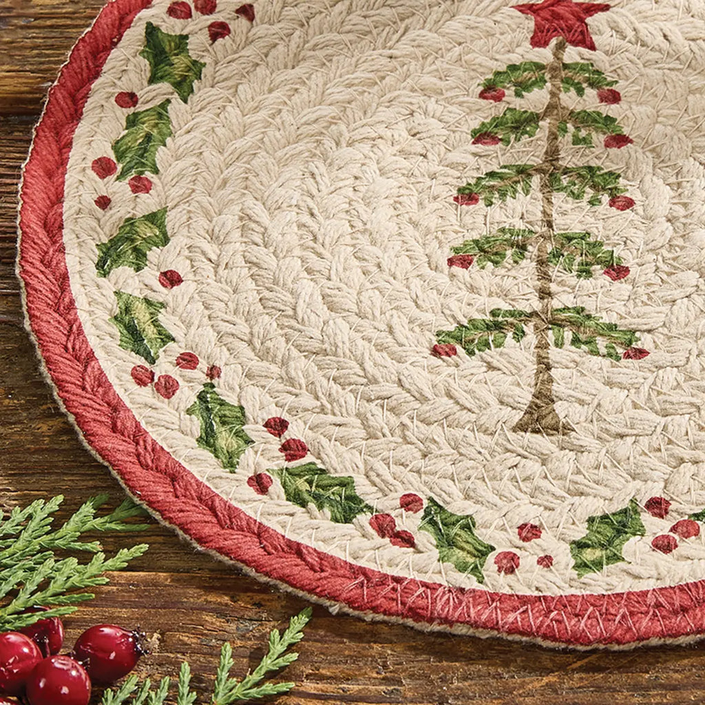 Feather Tree Braided Small Trivet Mat