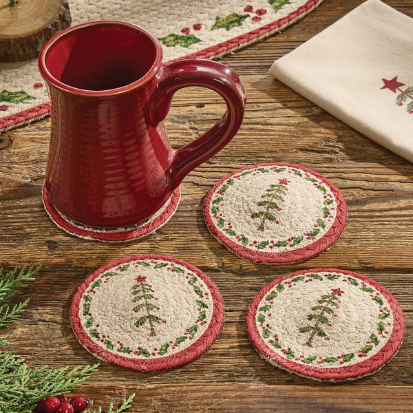 Feather Tree Braided Coasters Set