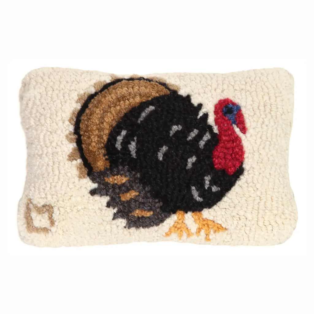 Perky Turkey Hooked Wool Cushion