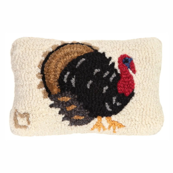 Perky Turkey Hooked Wool Cushion