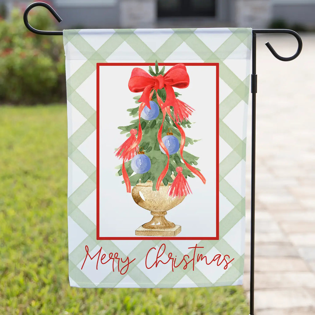 Red Bow Tree Christmas Garden Flag
