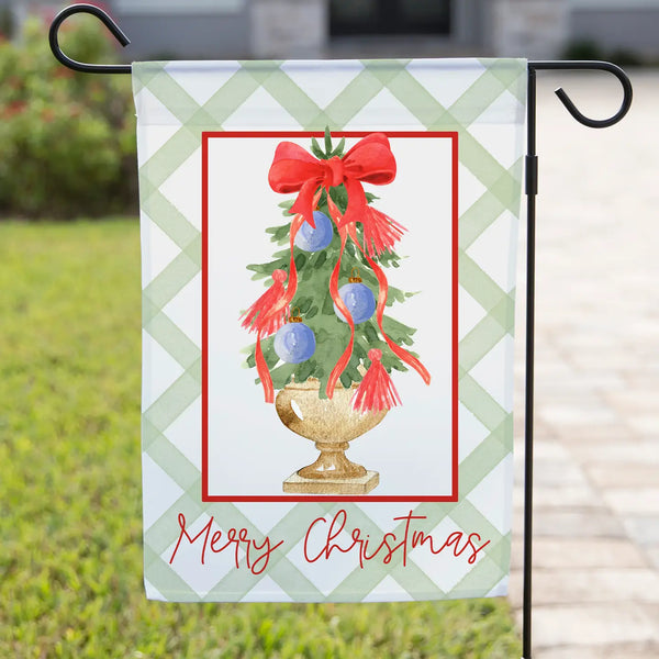 Red Bow Tree Christmas Garden Flag