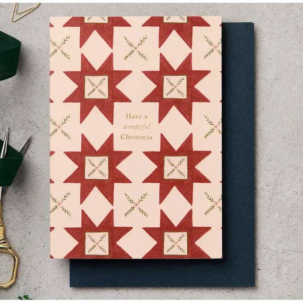Have A Wonderful Christmas Quilt Red Card